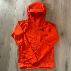 Patagonia Mens R1® Techface Full-Zip Grid Fleece Hoodie - Hot Ember - Small $219
